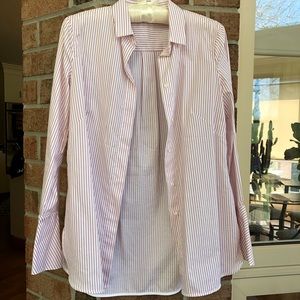 Massimo Dutti blouse/dress shirt with white and red stripes, long bell sleeves